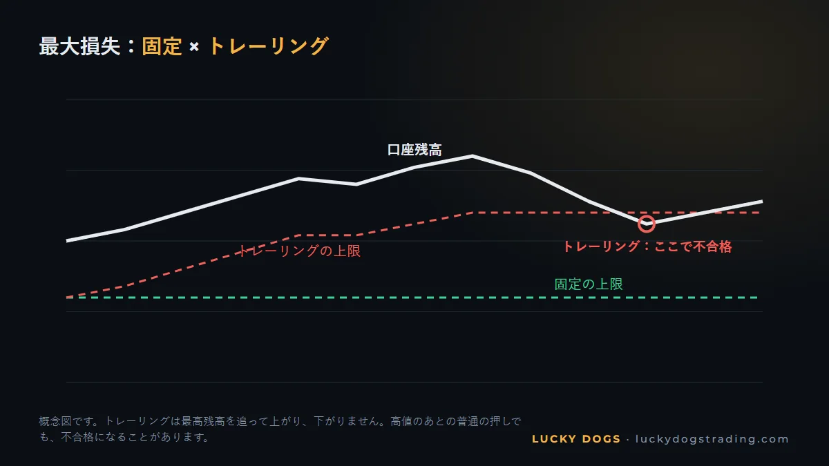 固定とトレーリングの最大損失:口座残高に応じて各上限がどう動くか