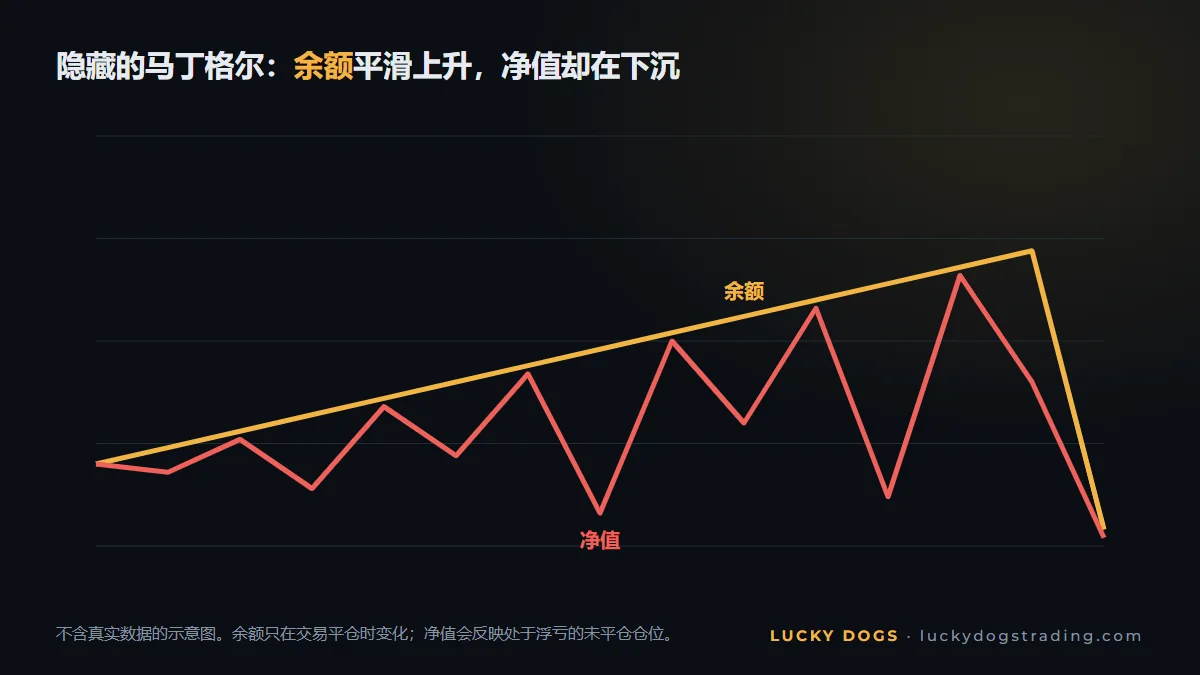 余额不断上升而净值下沉的曲线:隐藏的马丁格尔的信号